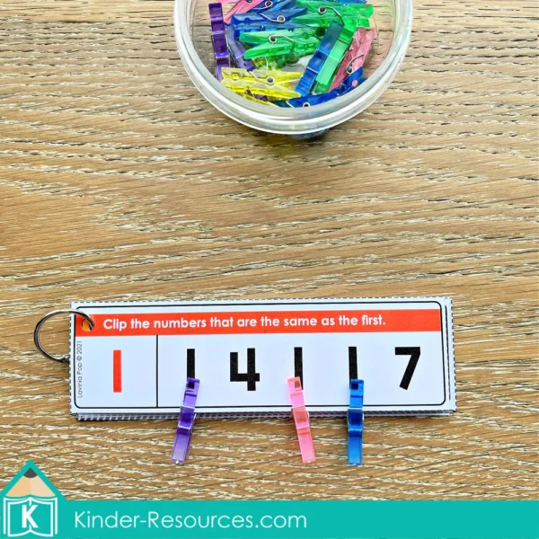 Kindergarten Morning Tubs Set 1 Number Match Cards