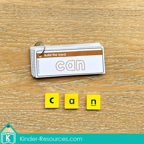 Kindergarten Morning Tubs Set 1 Sight Word Building Task Cards