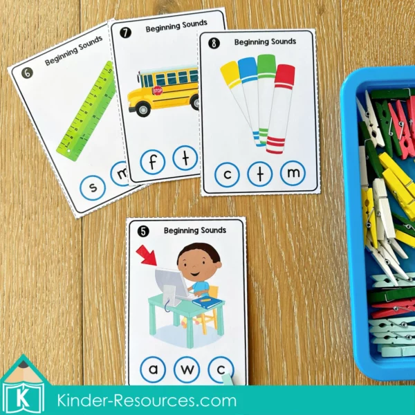 Back to School Literacy Centers Kindergarten Beginning Sounds Cards