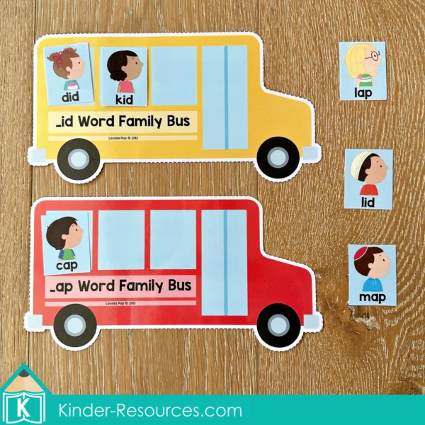 Back to School Literacy Centers Kindergarten Word Families