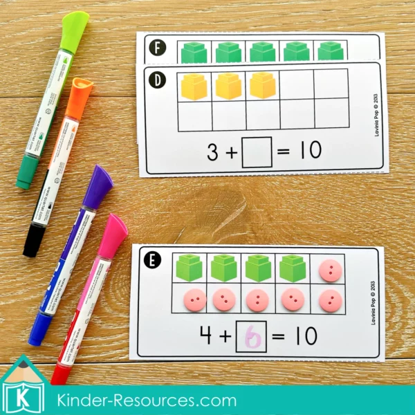 Back to School Math Centers Ten Frame Addition