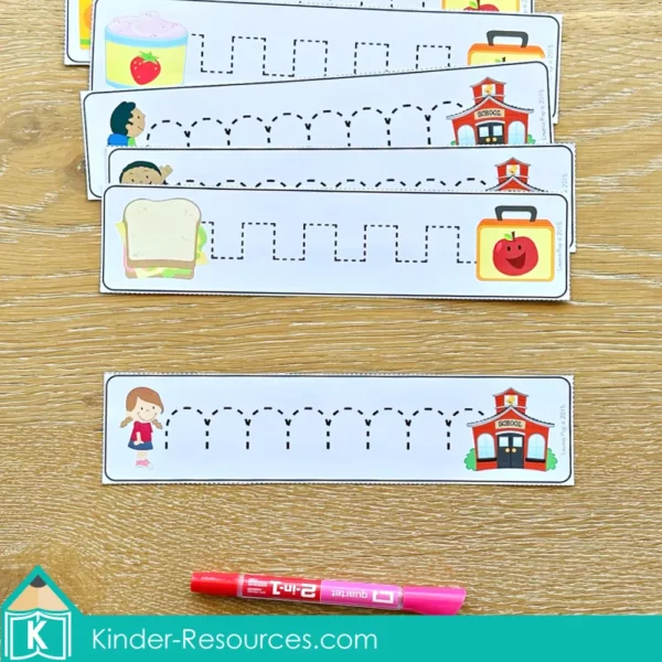 Back to School Preschool Centers Pre-Writing Practice Cards