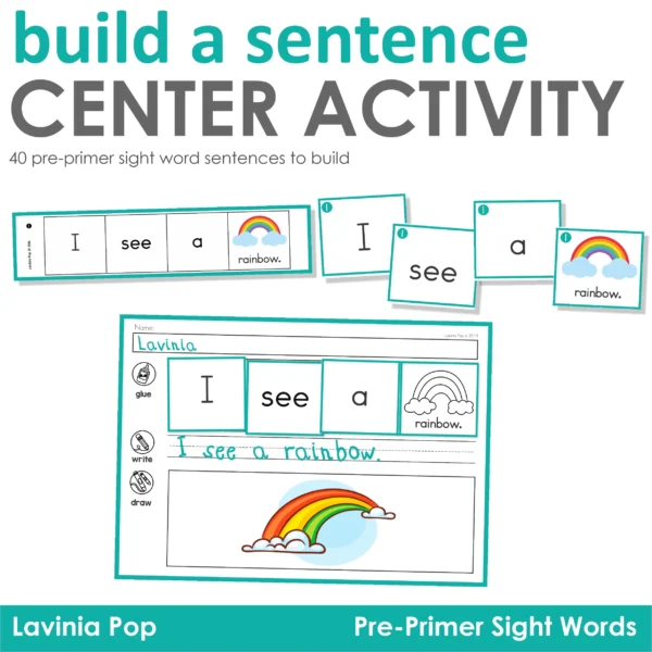 Sight Words Build a Sentence Center Activity