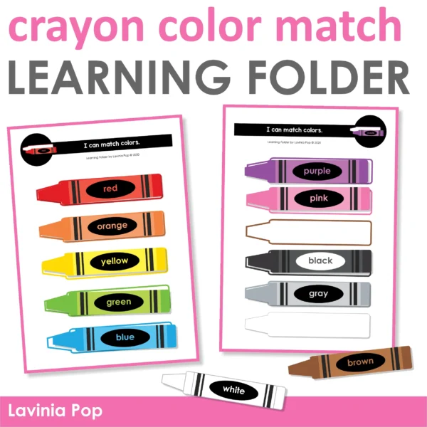 Learning Folder Toddler Binder: Crayon Color Match