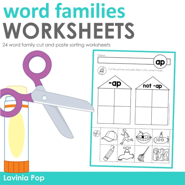 Word Family Sorting Activity: Cut and Paste Houses JPG