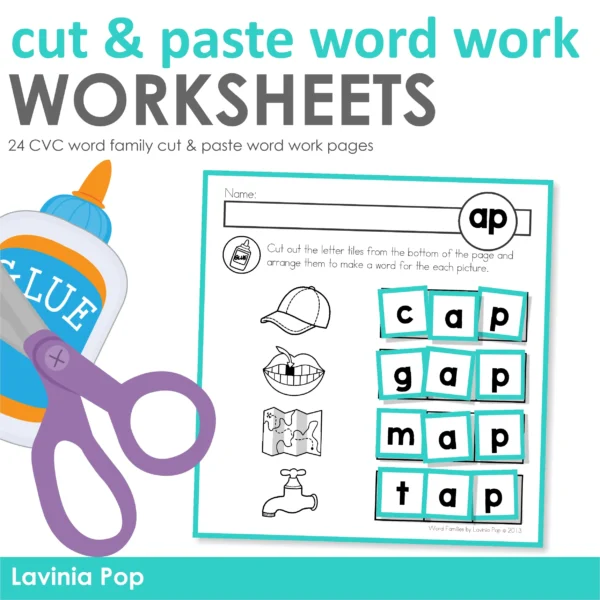 Cut and Paste Word Work Word Families JPG