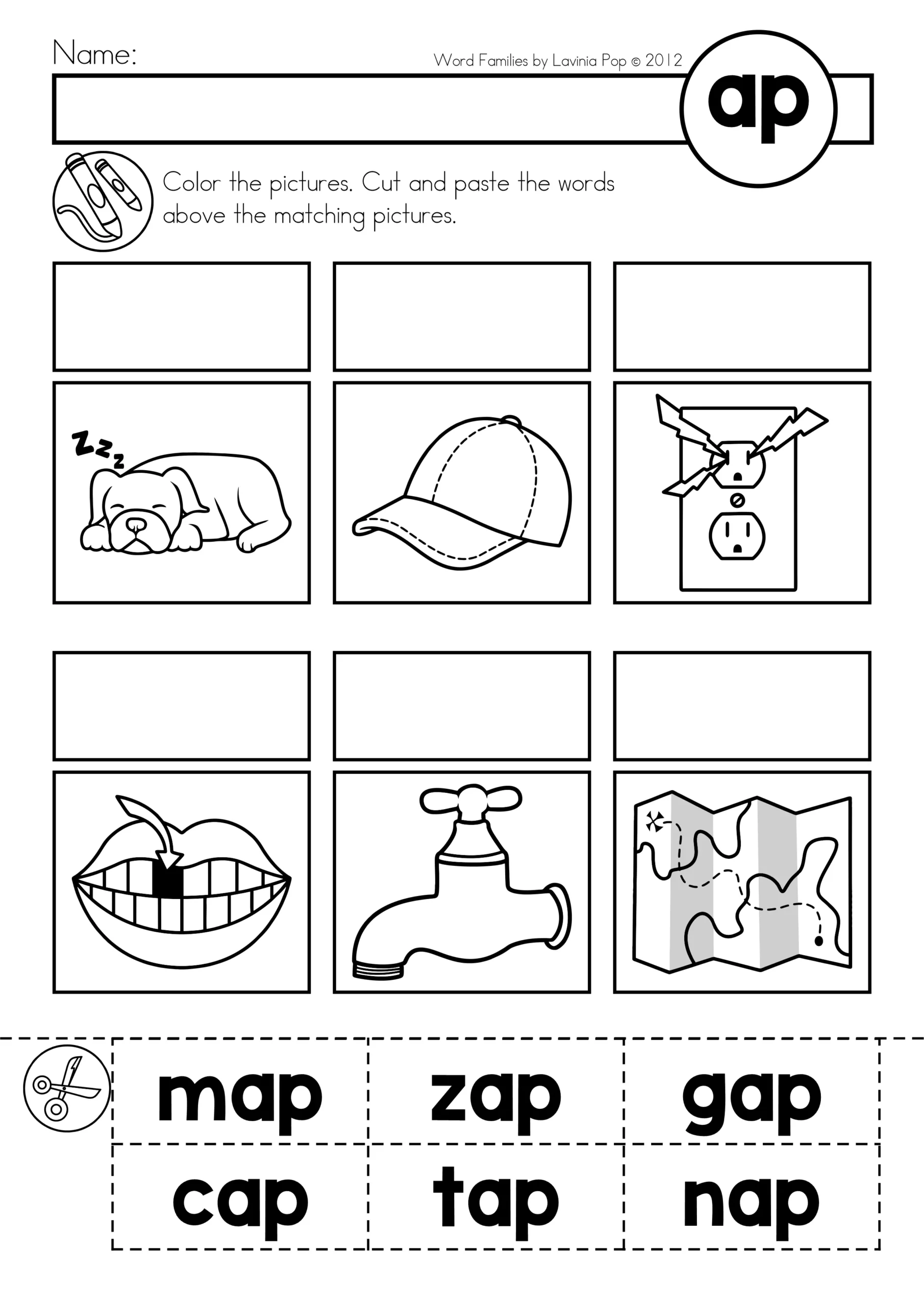 CVC And CCVC Word Families Worksheets Cut Paste Phonics