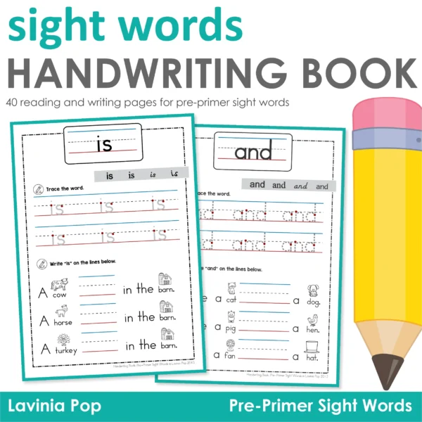 Handwriting Book Pre-Primer Sight Words JPG