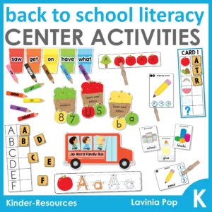 Kindergarten Centers - Back to School LITERACY SAMPLE JPG