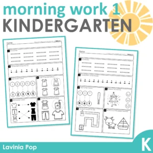 Kindergarten Morning Work Set 1. Build independence | Focus on basic skills and concepts | Pencil control.