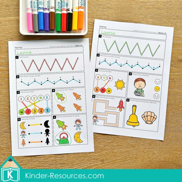 Kindergarten Morning Work Set 1. Build independence | Focus on basic skills and concepts | Pencil control.