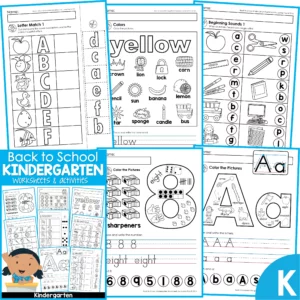 Back to School Kindergarten Worksheets and Activities