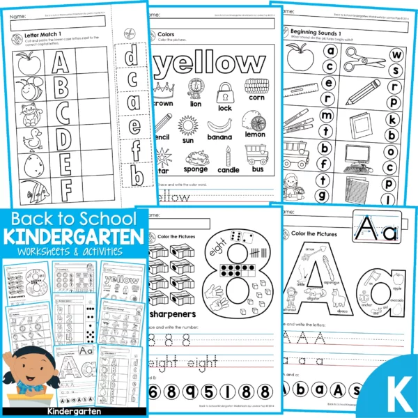 Kindergarten Worksheets - Back to School SAMPLE JPG11