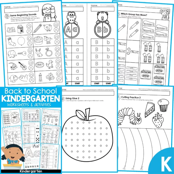 Kindergarten Worksheets - Back to School SAMPLE JPG12