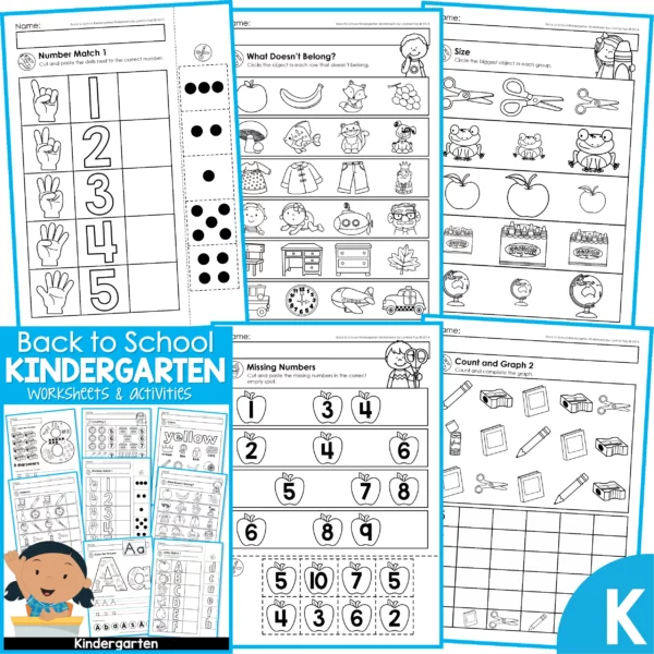 Kindergarten Worksheets - Back to School SAMPLE JPG14