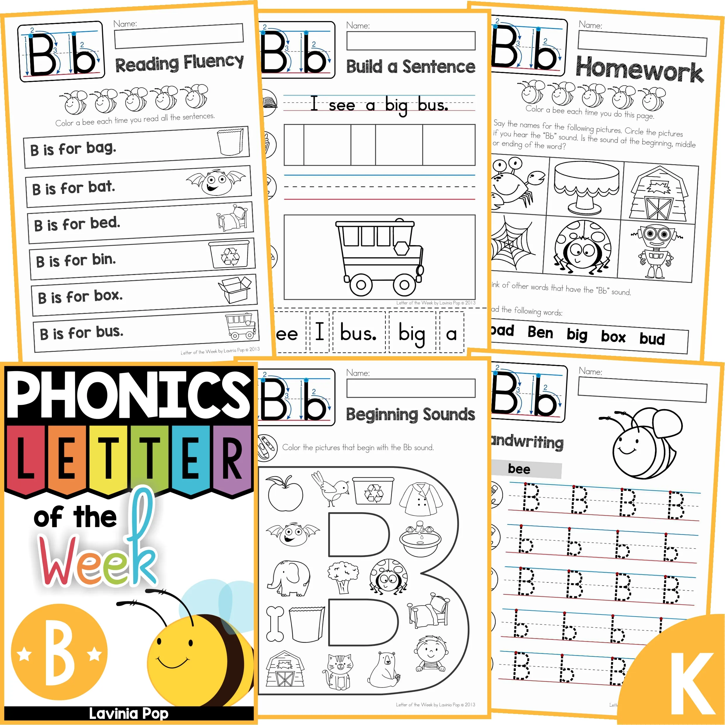FREE Phonics Letter of the Week B Worksheets & Activities