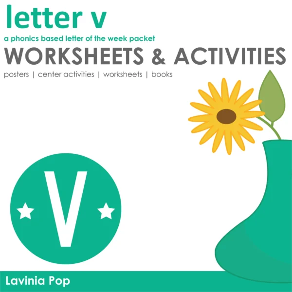 V Alphabet Phonics Letter of the Week Worksheets & Activities | Posters | Readers