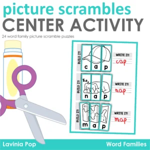 Picture Scrambles Cut and Paste Word Families