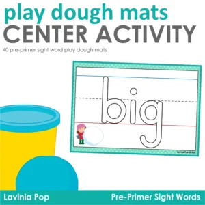 Playdough Mats Pre-Primer Sight Words with Lines JPG