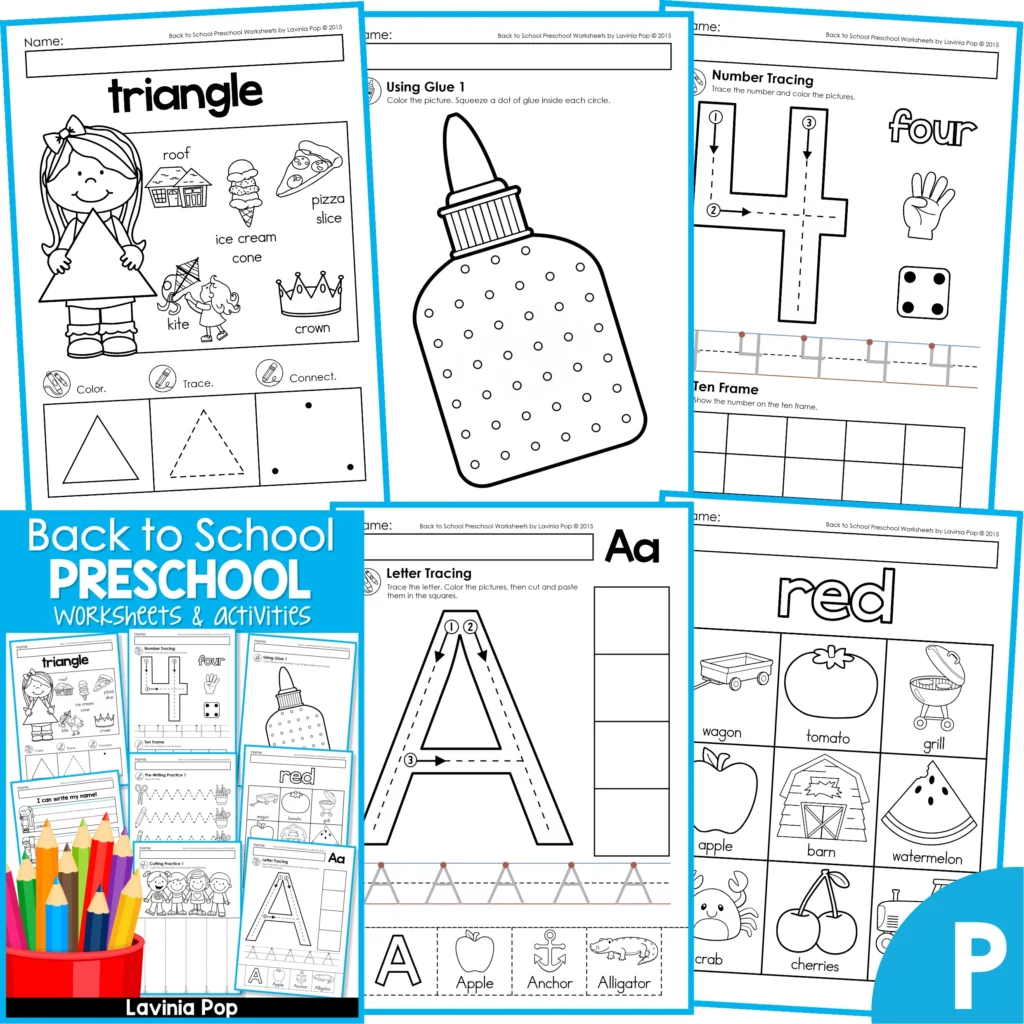 Back to School Preschool Worksheets & Activities