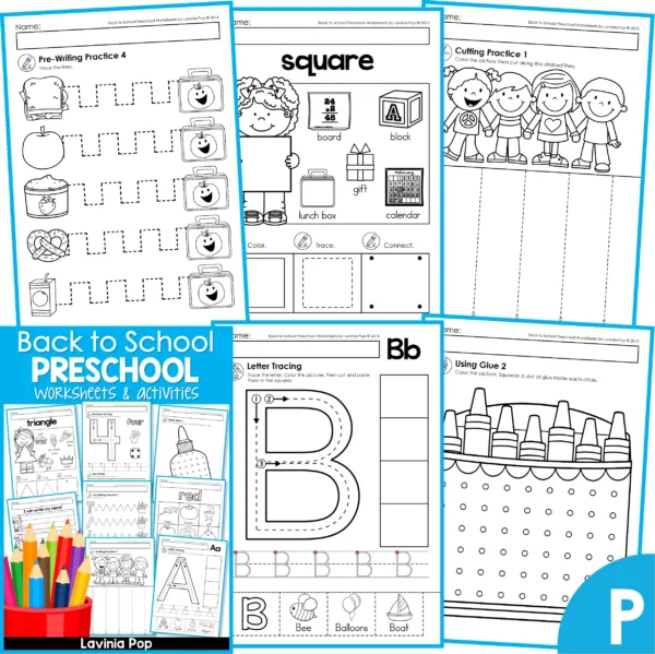 Preschool Worksheets - Back to School SAMPLE JPG3