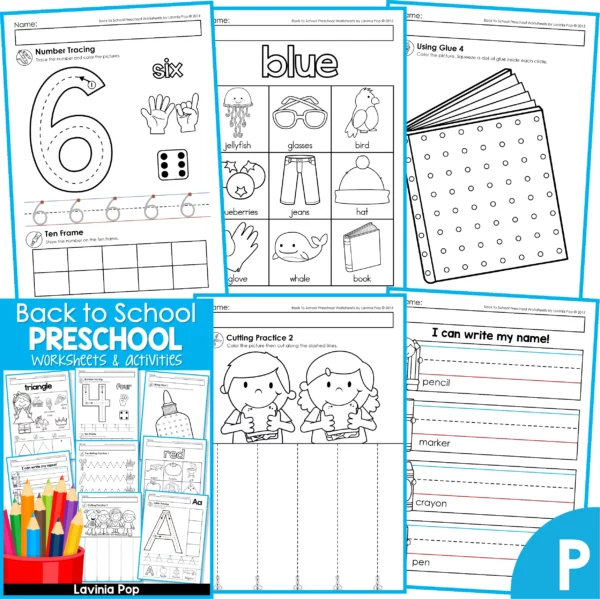Preschool Worksheets - Back to School SAMPLE JPG4