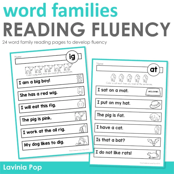 Word Family Reading Fluency Strips JPG