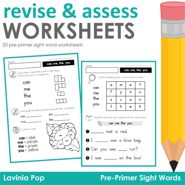 Revise and Assess Sight Word Worksheets