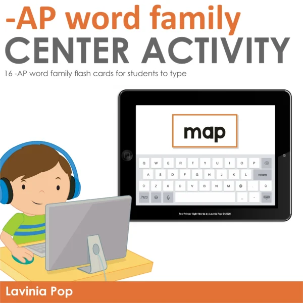 Word Family -ap Typing Center Activity