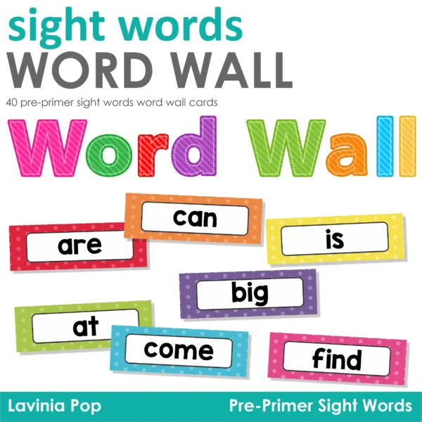 Word Wall Pre-Primer Sight Words JPG