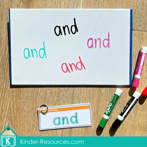Kindergarten Morning Tubs Sight Word Tracing Cards