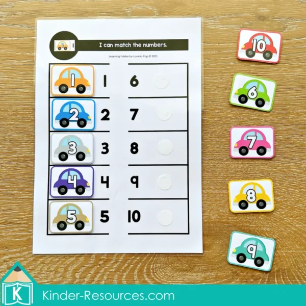 Toddler Binder Busy Book Learning Folder Cars Number Match