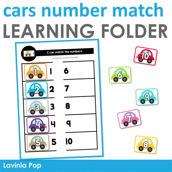Toddler Binder Busy Book Learning Folder Cars Number Match