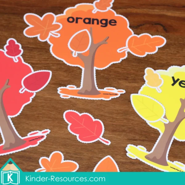 Autumn Fall Preschool Centers Sorting Leaves to Trees by Color