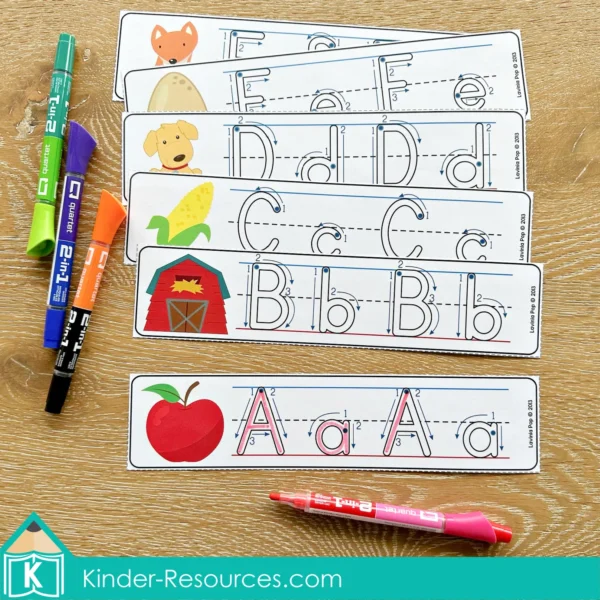 Kindergarten Literacy Centers Autumn Fall Alphabet Tracing Cards