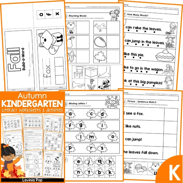 Kindergarten Worksheets - Autumn Fall LITERACY