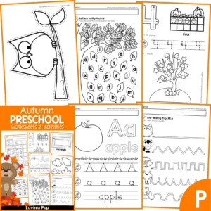 Preschool Worksheets No Prep Autumn Fall Math Literacy