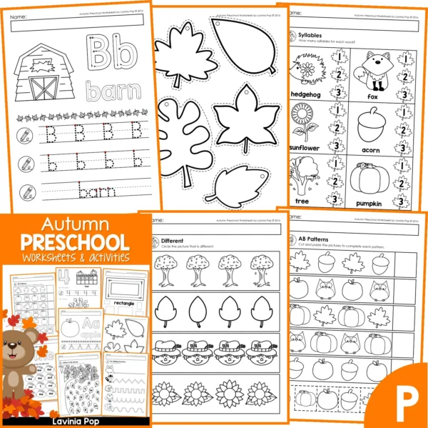 Preschool Worksheets No Prep Autumn Fall Math Literacy