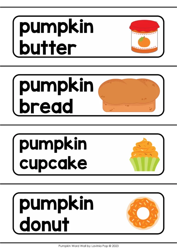 Pumpkins Word Wall For Writing Centers