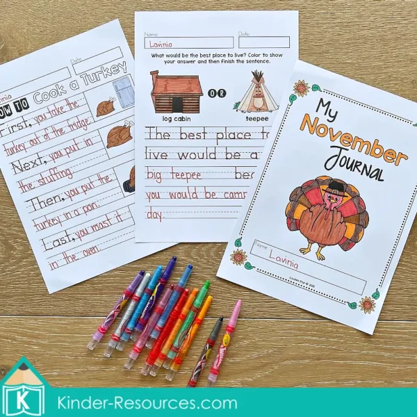 November Thanksgiving Writing Journal Prompts Procedural and Opinion Writing