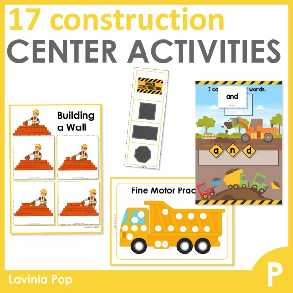 Construction Printable Activities for Preschool Kindergarten |Centers | Morning Tubs