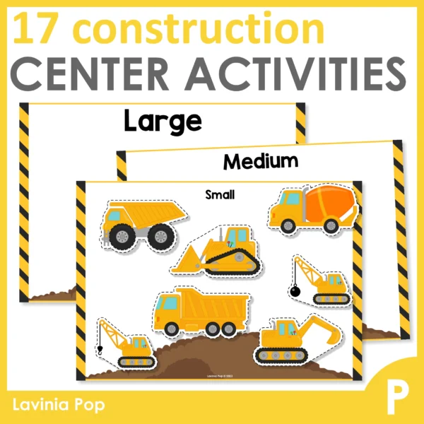 Construction Printable Activities for Preschool Kindergarten |Centers | Morning Tubs