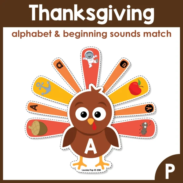 Thanksgiving Printable Activities for Preschool Kindergarten | Centers | Morning Tubs | Alphabet Beginning Sounds