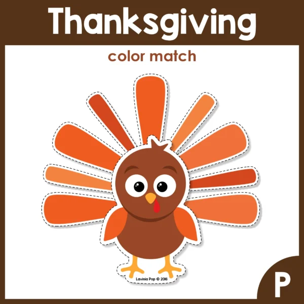 Thanksgiving Printable Activities for Preschool Kindergarten | Centers | Morning Tubs | Color Matching
