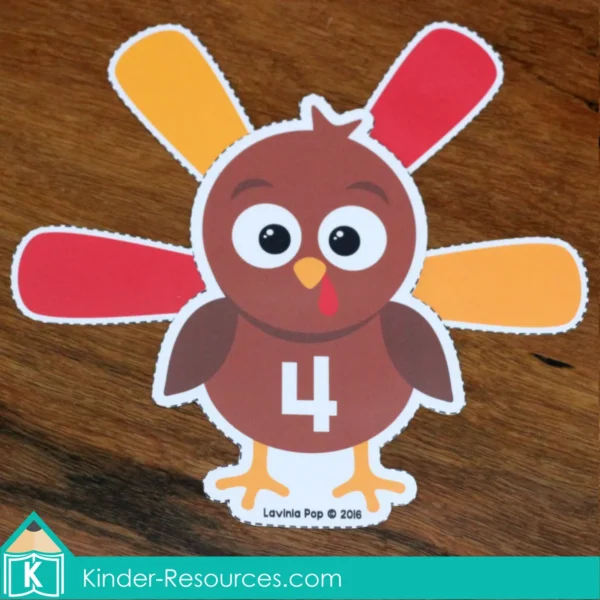 FREE Thanksgiving Turkey Feather Counting Printable Activity for Preschool Kindergarten | Centers | Morning Tubs |