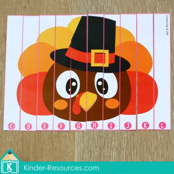 Thanksgiving Literacy Centers for Kindergarten Alphabet Sequence Turkey