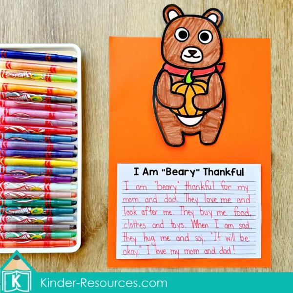 Thanksgiving Writing Prompts Craft Activity I Am Beary Thankful