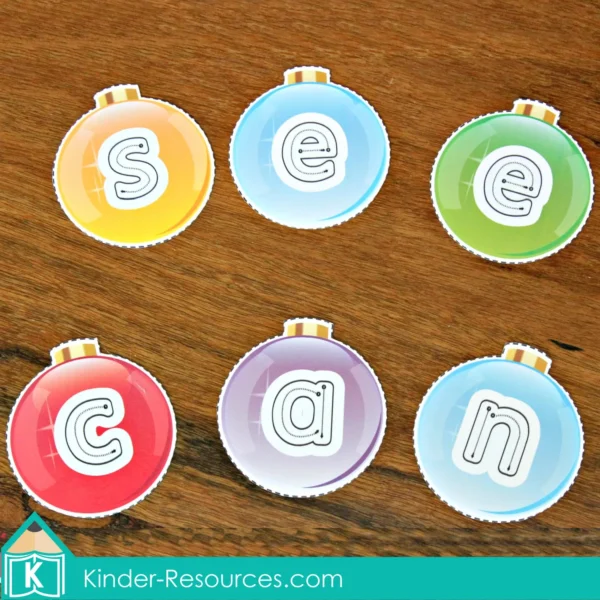 Christmas Preschool Centers Ornament Letters Spelling Sight Words