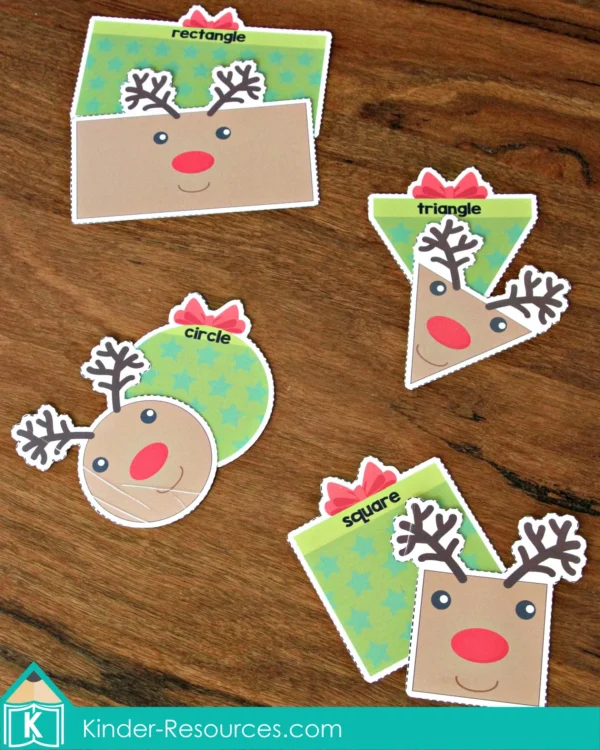 Christmas Preschool Centers Reindeer and Gift Shapes