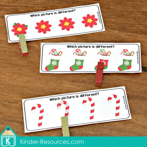 Christmas Preschool Centers Which Picture is Different